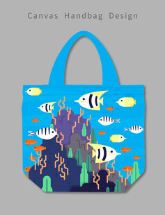 卡通海底城堡手提袋设计