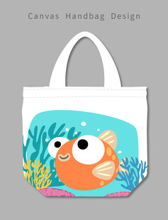 卡通小鱼帆布袋设计