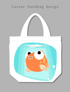卡通小鱼帆布手提袋设计