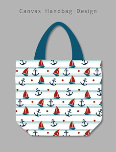 锚图案帆布手提包设计