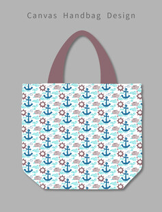 锚图案帆布手提包设计