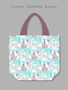 手绘花卉帆布手提包设计