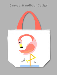 火烈鸟图案手提帆布包