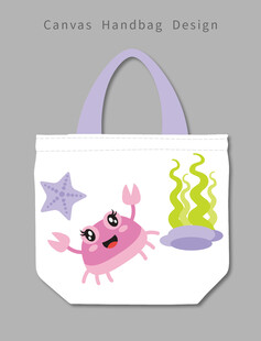 卡通海洋元素手提帆布袋