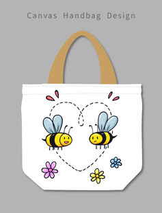 蜜蜂图案可爱手提帆布袋