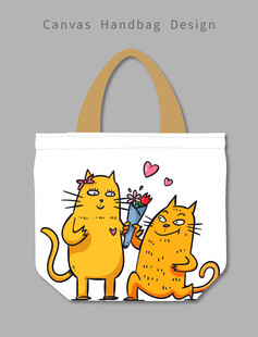 可爱猫咪手提袋设计图案