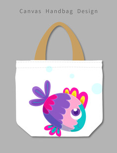 卡通小鸟图案帆布手提袋