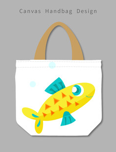 手绘小鱼帆布手提袋