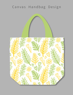 清新叶纹手提帆布袋