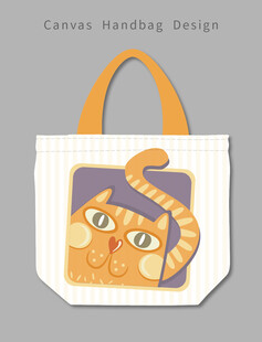 猫咪图案帆布手提袋设计