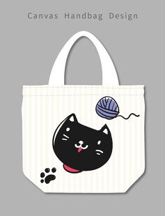 可爱黑猫手提帆布袋