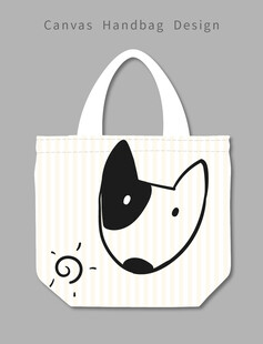 简约小狗图案手提帆布袋