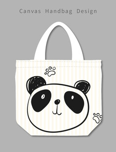 熊猫图案手提帆布袋设计