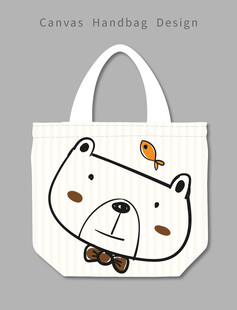 卡通小熊小鸟帆布袋设计