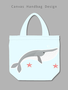 鲸鱼图案手提帆布袋