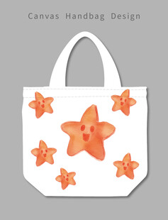 海星图案白色手提袋设计