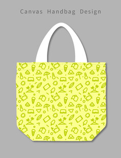 黄绿图案帆布手提袋设计
