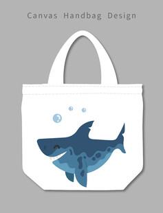 鲨鱼图案帆布手提袋