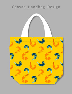 黄色海马图案手提袋设计
