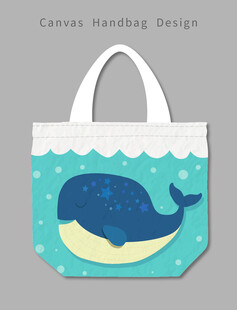 鲸鱼图案手提帆布袋