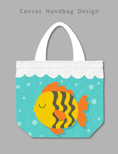 卡通小鱼图案手提袋