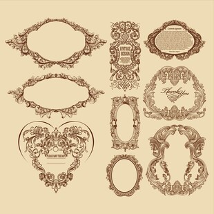 复古精美装饰边框图案集