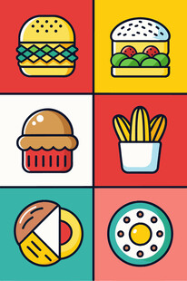 多彩快餐图标集合