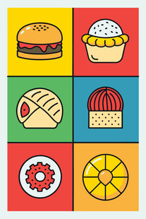 多彩美食图标集合