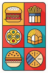 多彩快餐图标集合