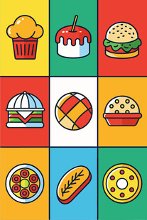 多彩美食图标集合