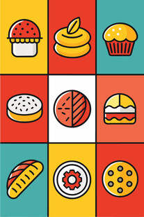 多彩美味糕点图标集合