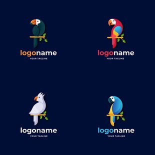 多彩鹦鹉标志设计示例