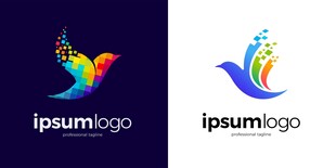 多彩飞鸟创意logo设计