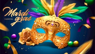 金色狂欢节面具装饰