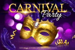 狂欢节派对金色面具装饰