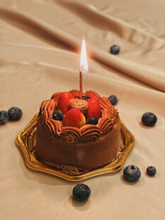 巧克力生日蛋糕配新鲜浆果