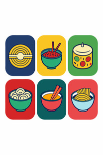 多彩中式美食图标集合