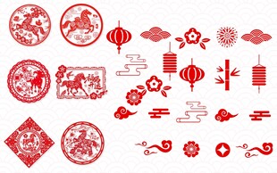 中式传统红色节庆元素集
