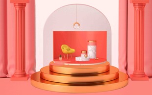 金色舞台上的梦幻展示场景