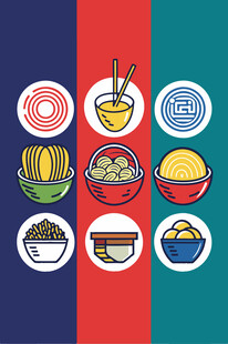 多彩亚洲美食图标集合