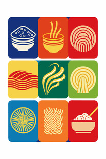 多彩面食图标集合