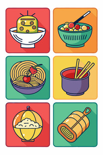 多彩美食图标集