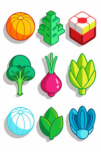 卡通蔬菜图标集合