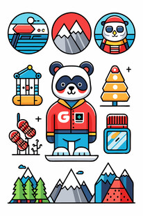 卡通户外探险元素集合