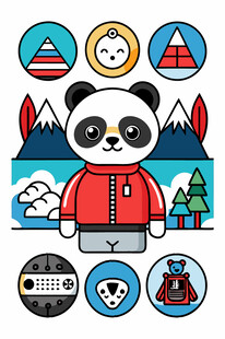 熊猫户外探险元素集合