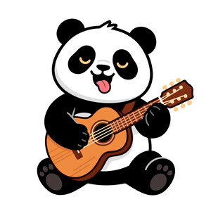 弹吉他的可爱熊猫