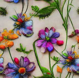 多彩立体花卉艺术作品