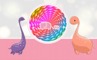 恐龙与摩天轮的欢乐场景