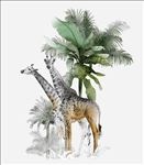 高清手绘长颈鹿花卉热带植物