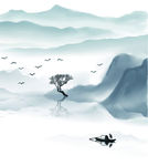 抽象水墨山水画